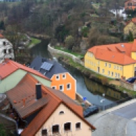 Looking down from Bautzen's city walls to the river below