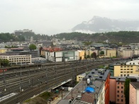 The view from our hotel room. Hohensalzburg Castle visible in the distance