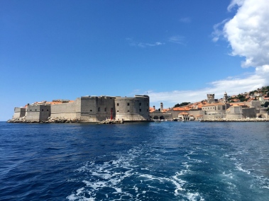 Seeing the walled city of Dubrovnik from the ferry